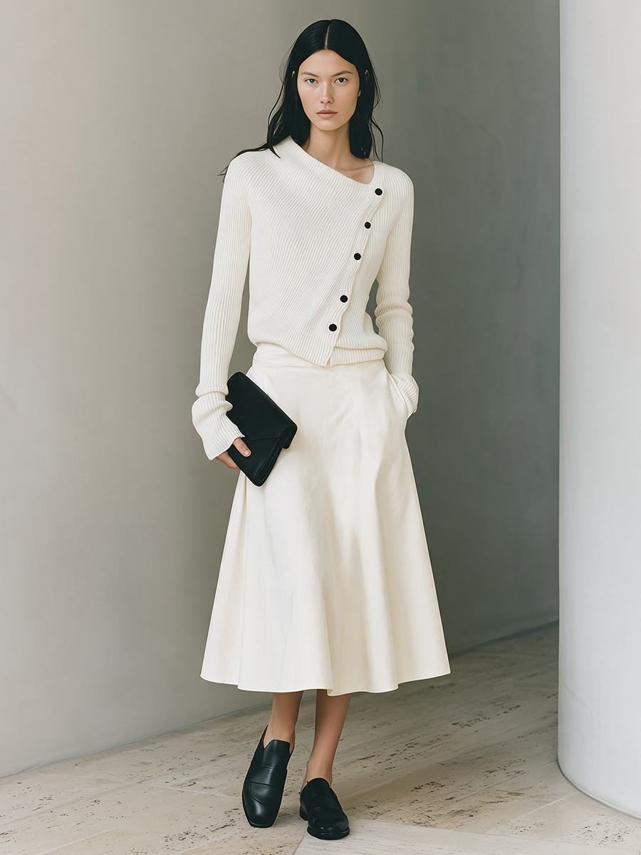 Women's White Cotton Skirt Set – ModClo