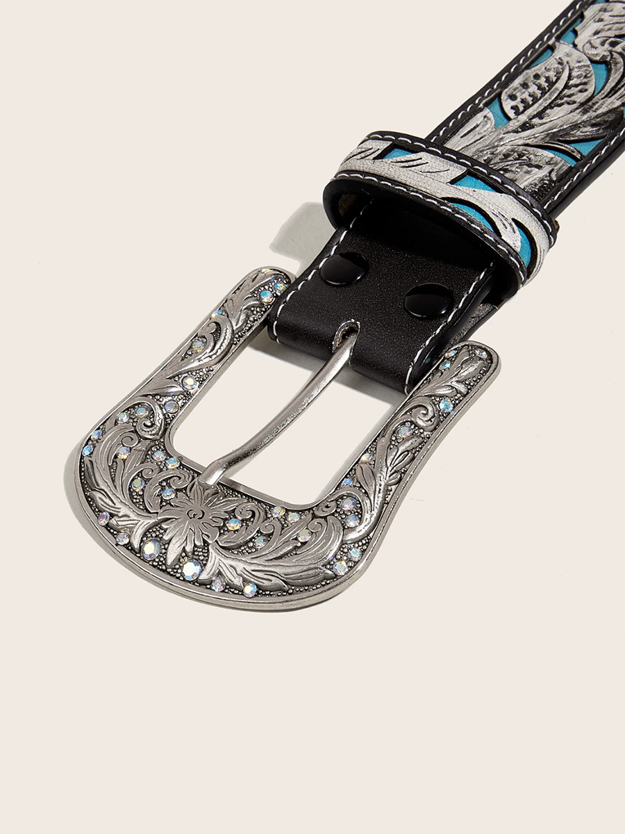 Women's Leather Embossed Rhinestone Belt – ModClo