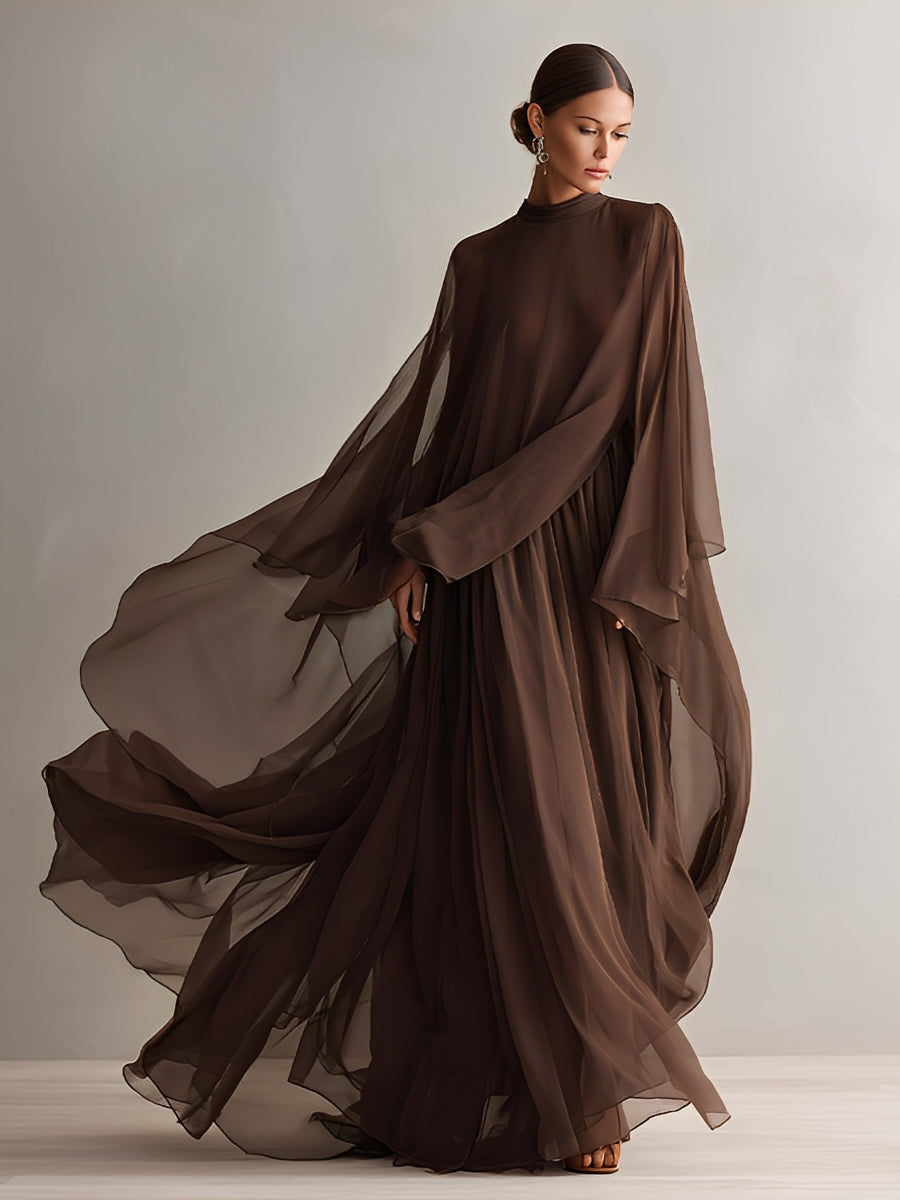 Women's Brown Chiffon Dress – ModClo