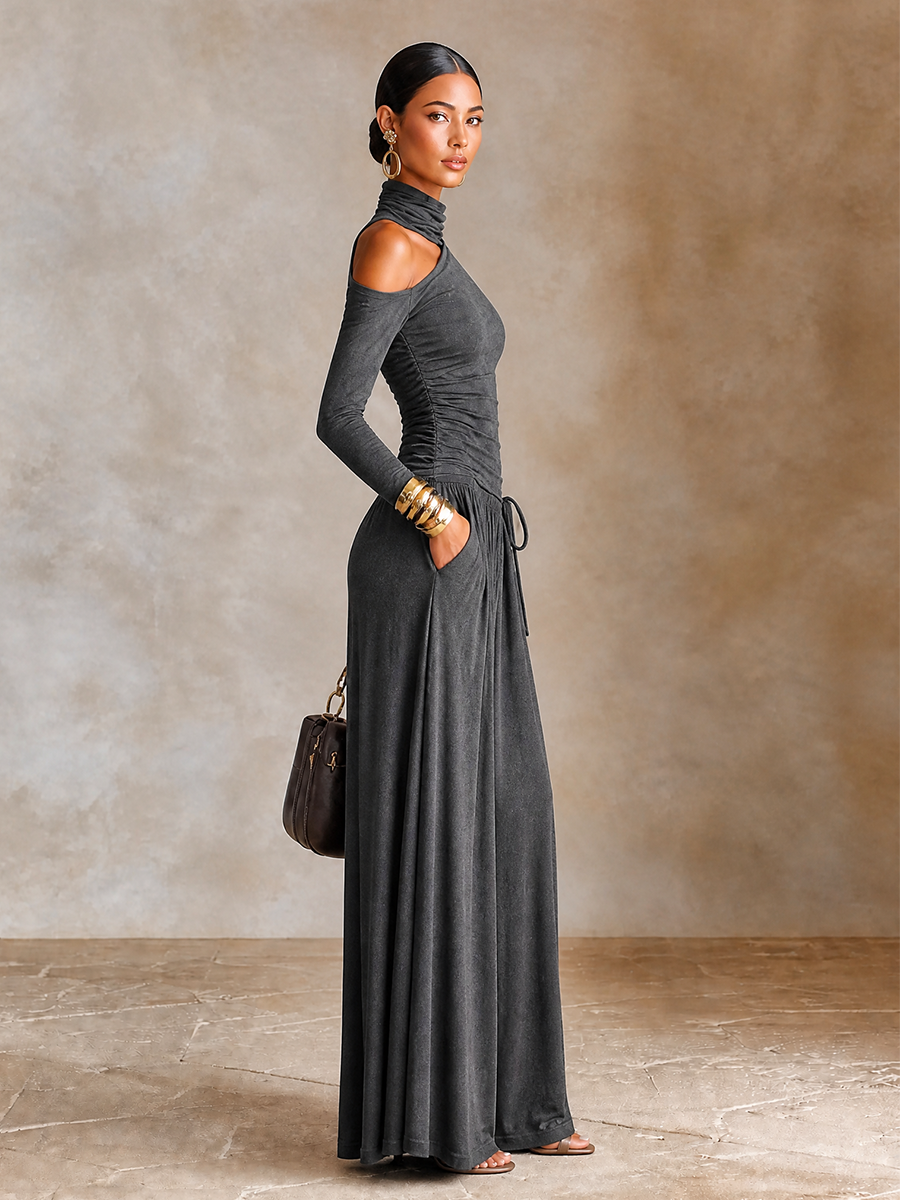 Women's Long Sleeve Asymmetric Maxi Dress – ModClo