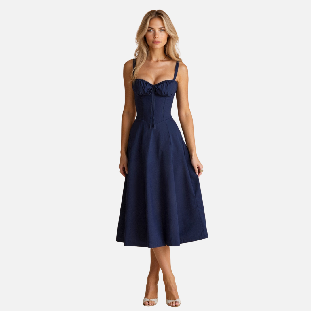 Women's Formal Corset Midi Dress | Spaghetti Strap Sweetheart