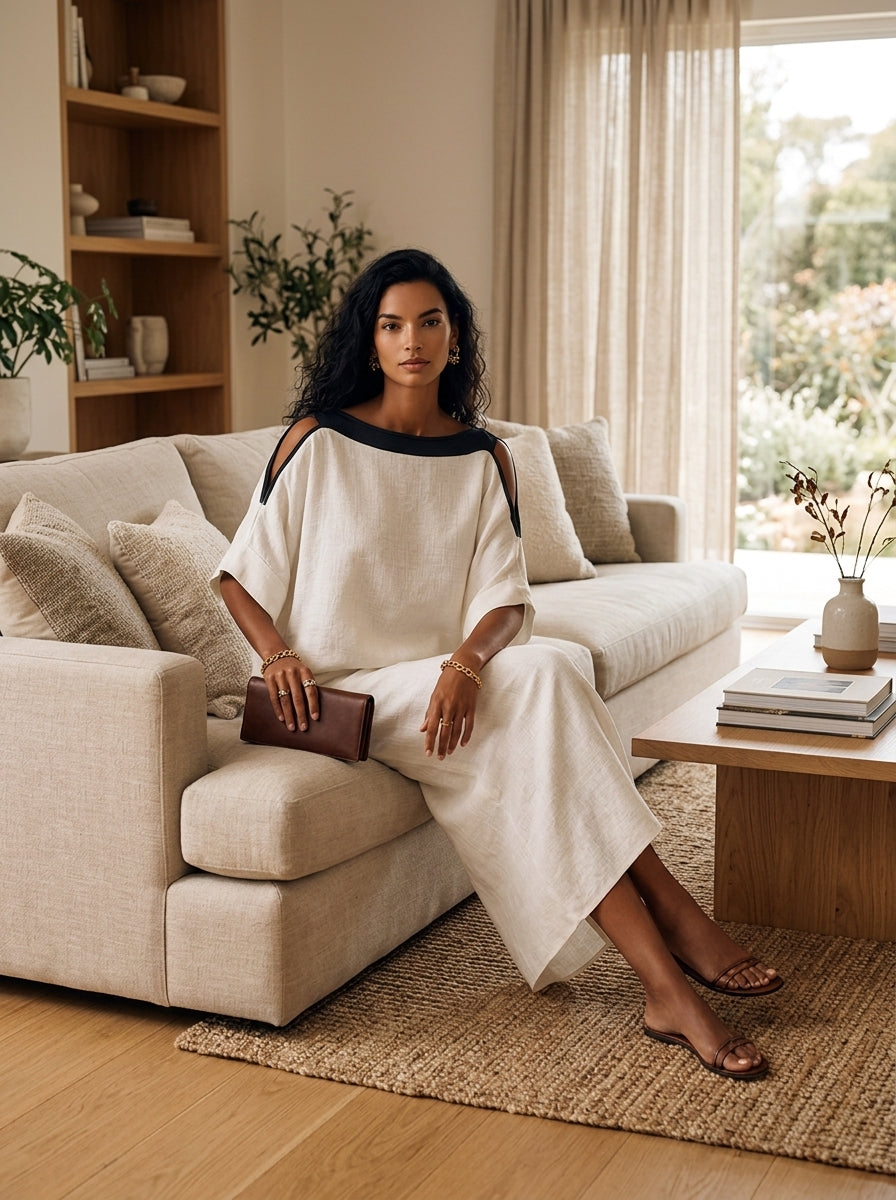 Women's Linen Batwing Two-Piece Set – ModClo