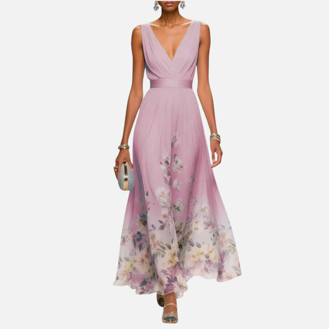 Women's Floral Chiffon Maxi Dress