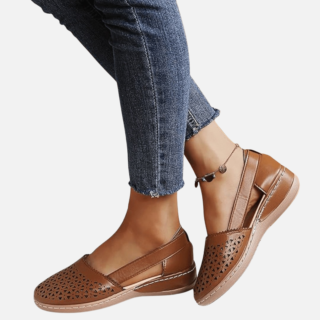 Women's Perforated Slip-On Wedge Flats Cutout
