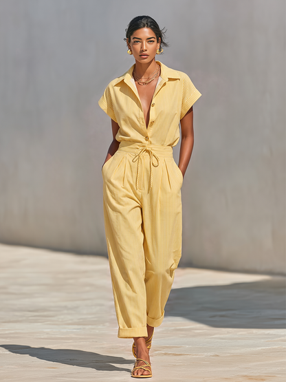 Women's Lemon Vertical Stripe Trousers – ModClo