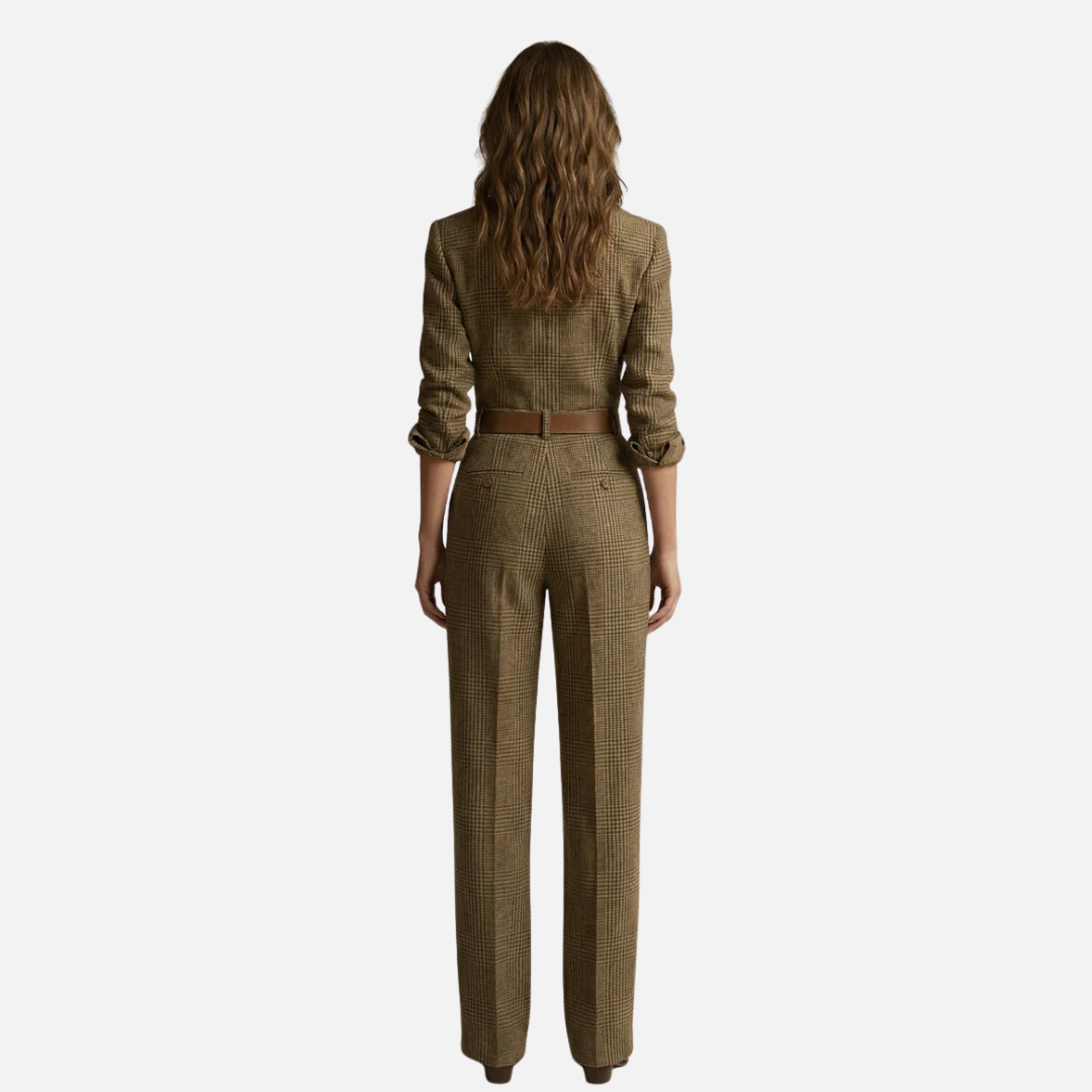 Women's Plaid Belted Utility Jumpsuit