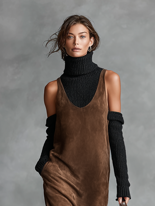 Women's Suede Sleeveless Midi Dress – ModClo