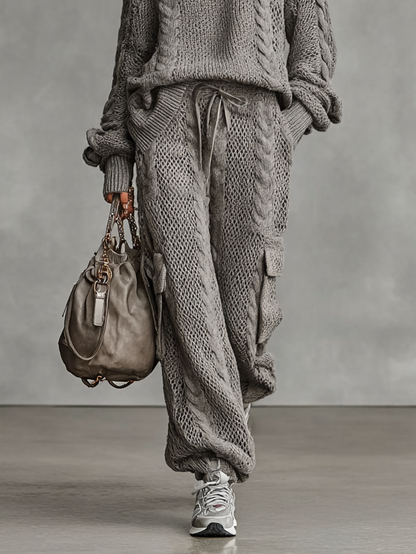 Women's Knit Turtleneck Cargo Trouser Set – ModClo