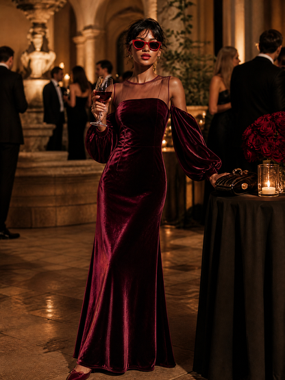 Women's Burgundy Velvet Dress – ModClo