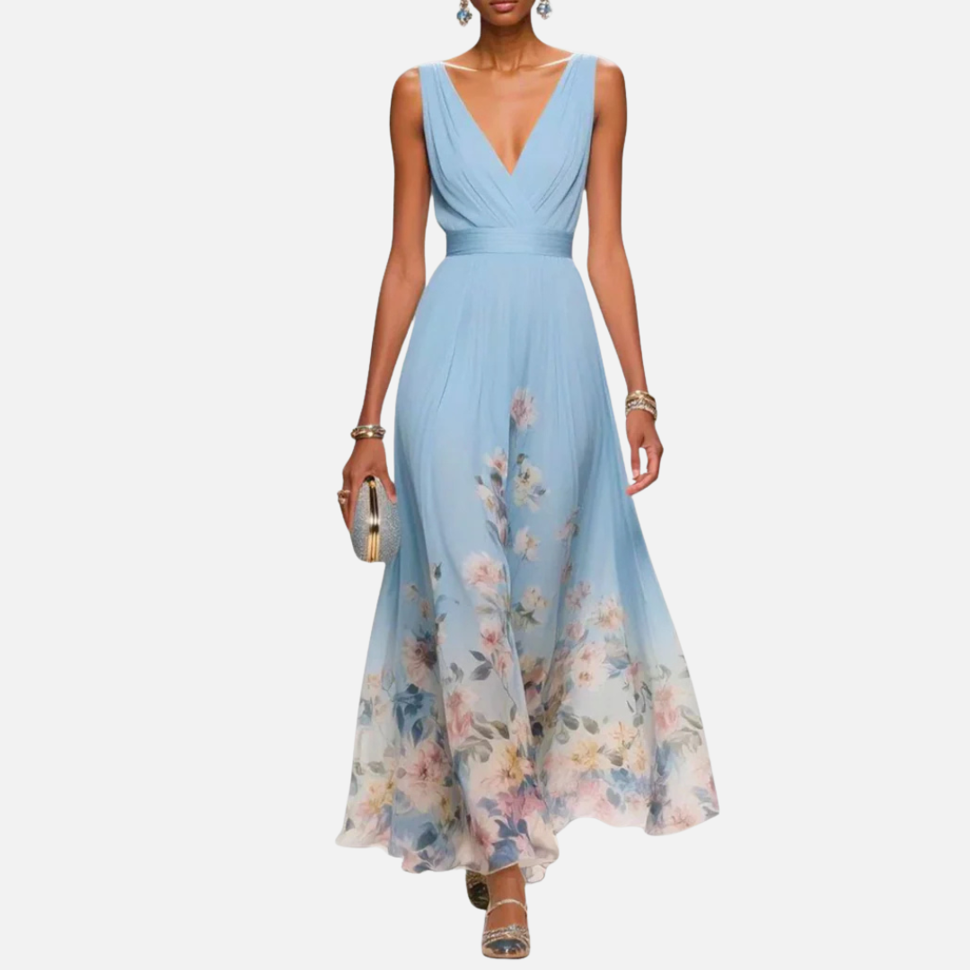Women's Floral Chiffon Maxi Dress