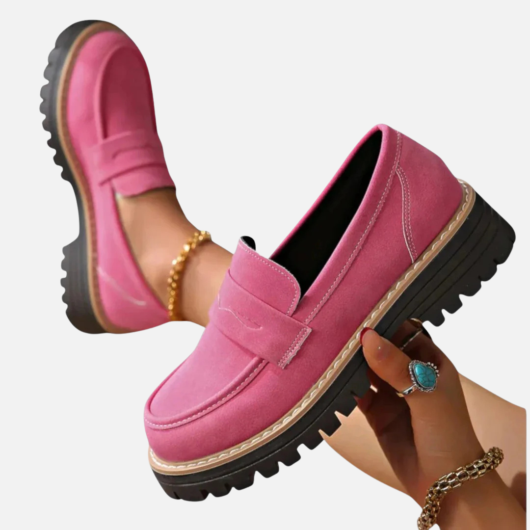 Women's Chunky Lug Sole Penny Loafers – Suede