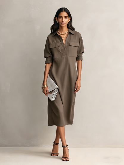 Women's Black Linen Midi Dress – ModClo
