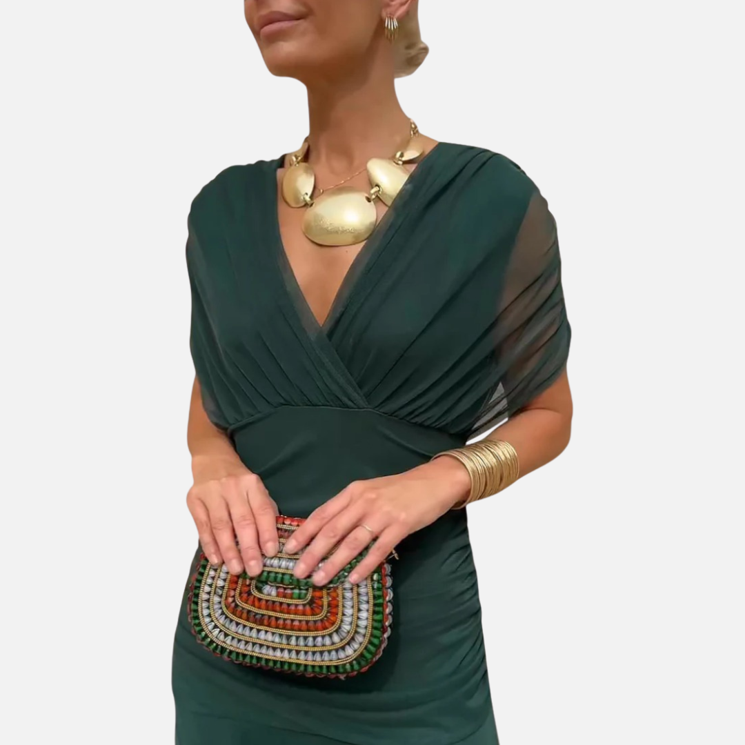 Women's Off Shoulder Ruched Midi Dress