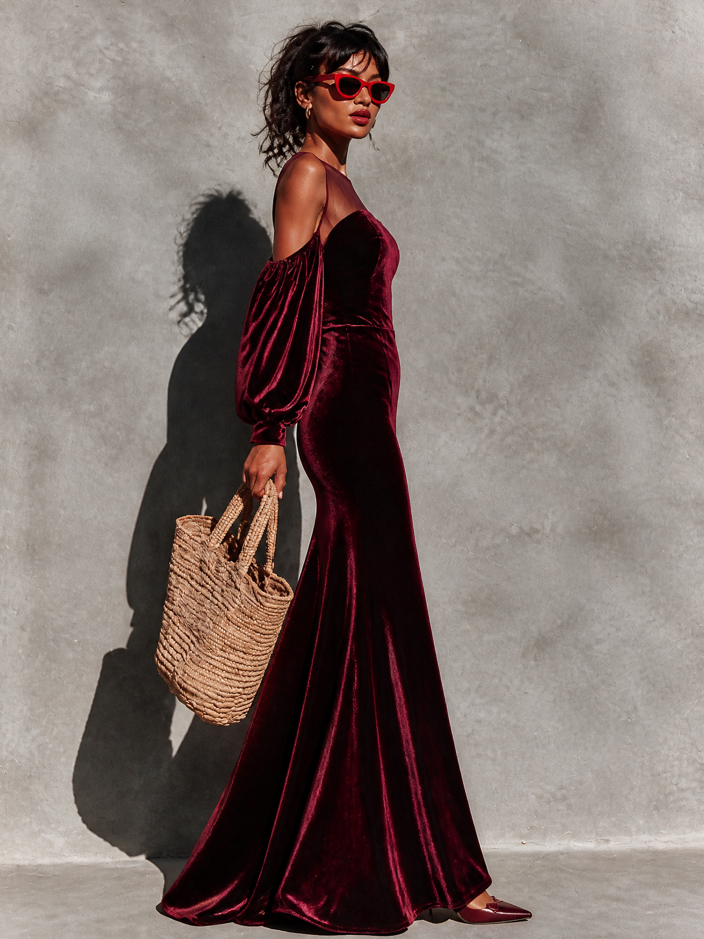 Women's Burgundy Velvet Dress – ModClo