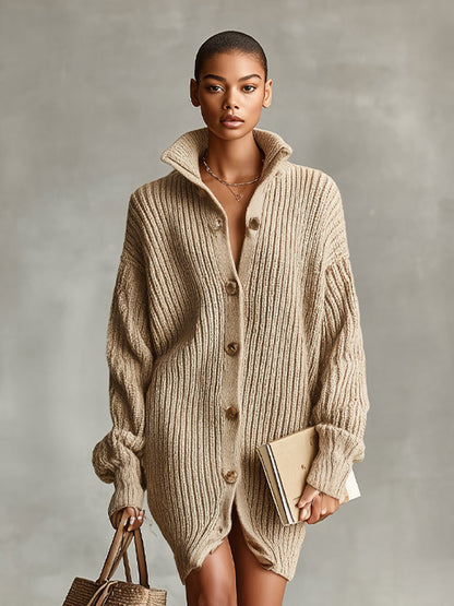 Women's Camel Oversized Cardigan Dress – ModClo