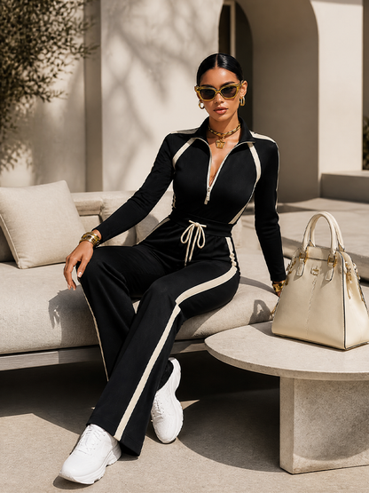 Women's Striped Waist Tracked Jumpsuit – ModClo