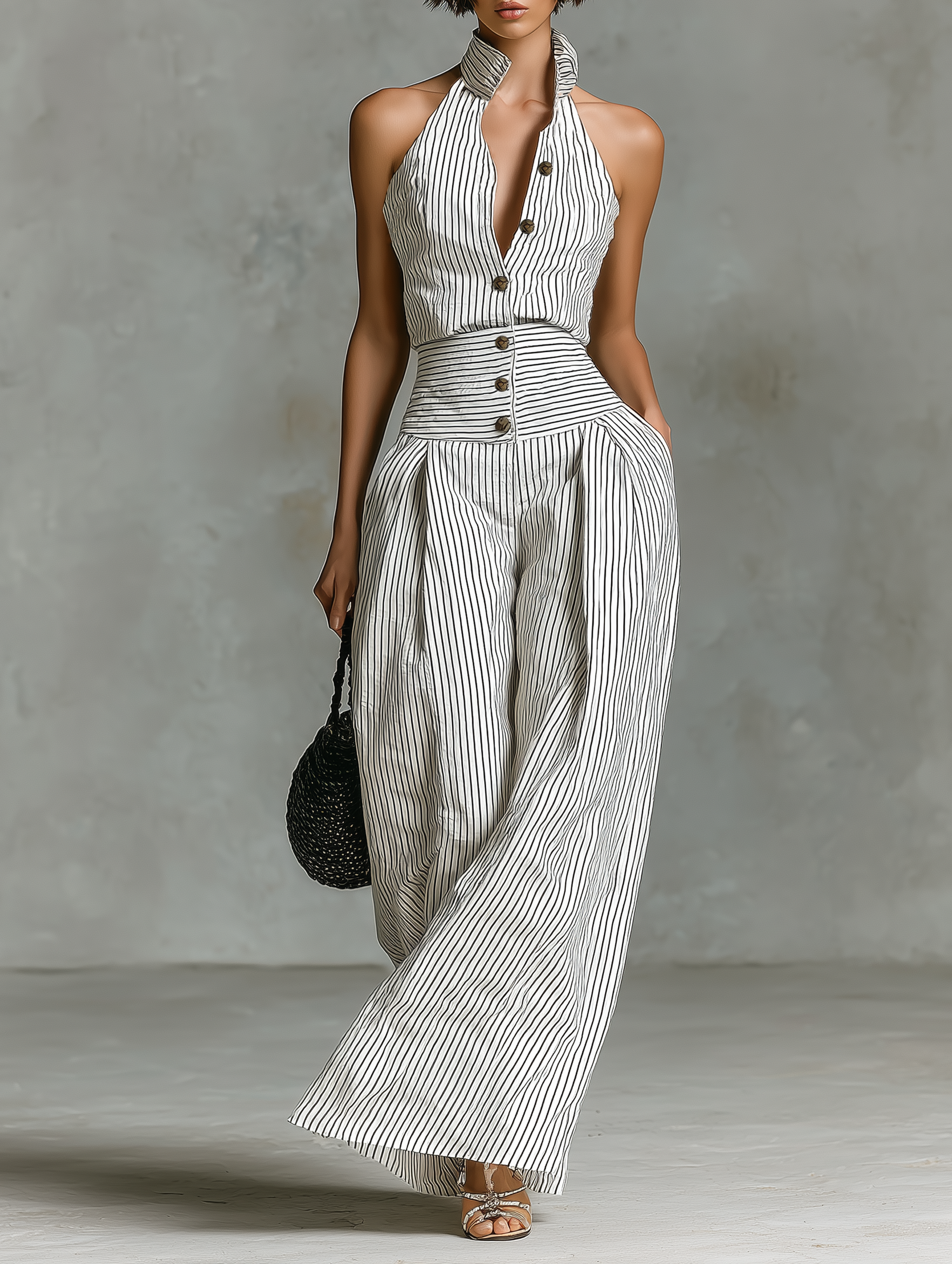 Women's Linen Sleeveless Striped Jumpsuit – ModClo