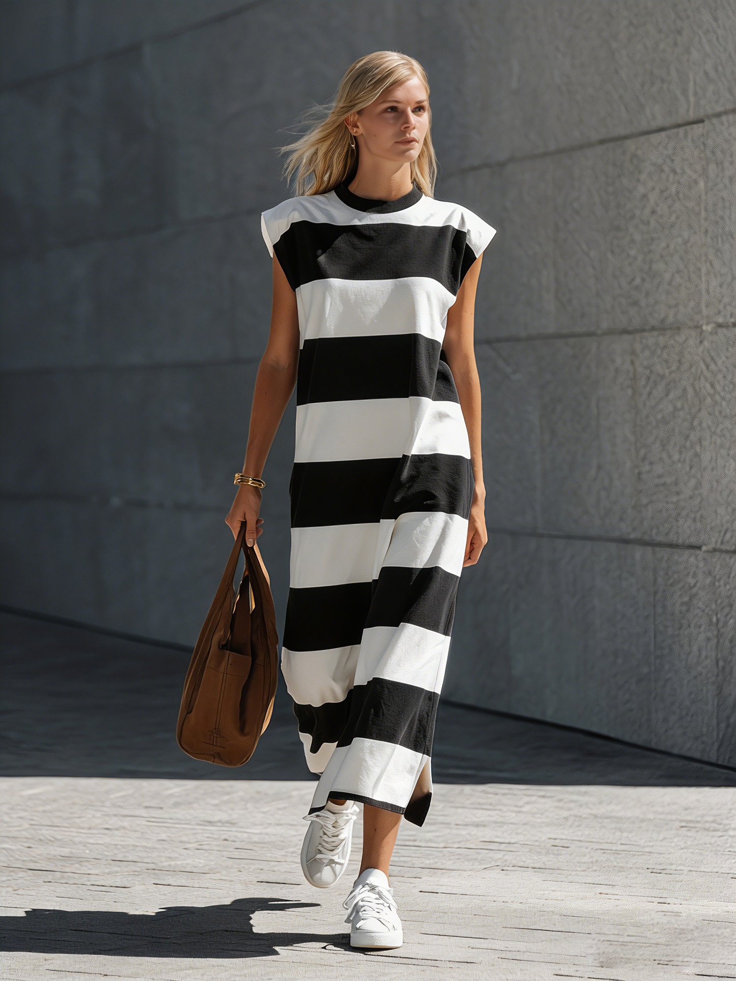 Women's White Knit Sleeveless Maxi Dress – ModClo