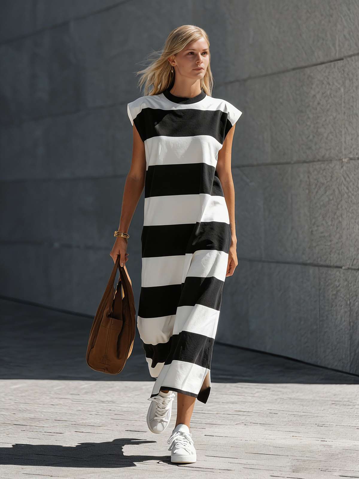 Women's White Knit Sleeveless Maxi Dress – ModClo