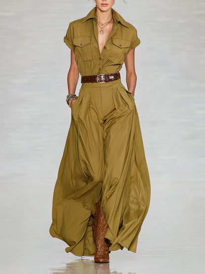 Women's Cotton Lapel Maxi Dress – ModClo
