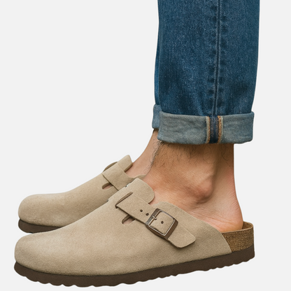 Men's Cushioned Suede Buckle Sandals