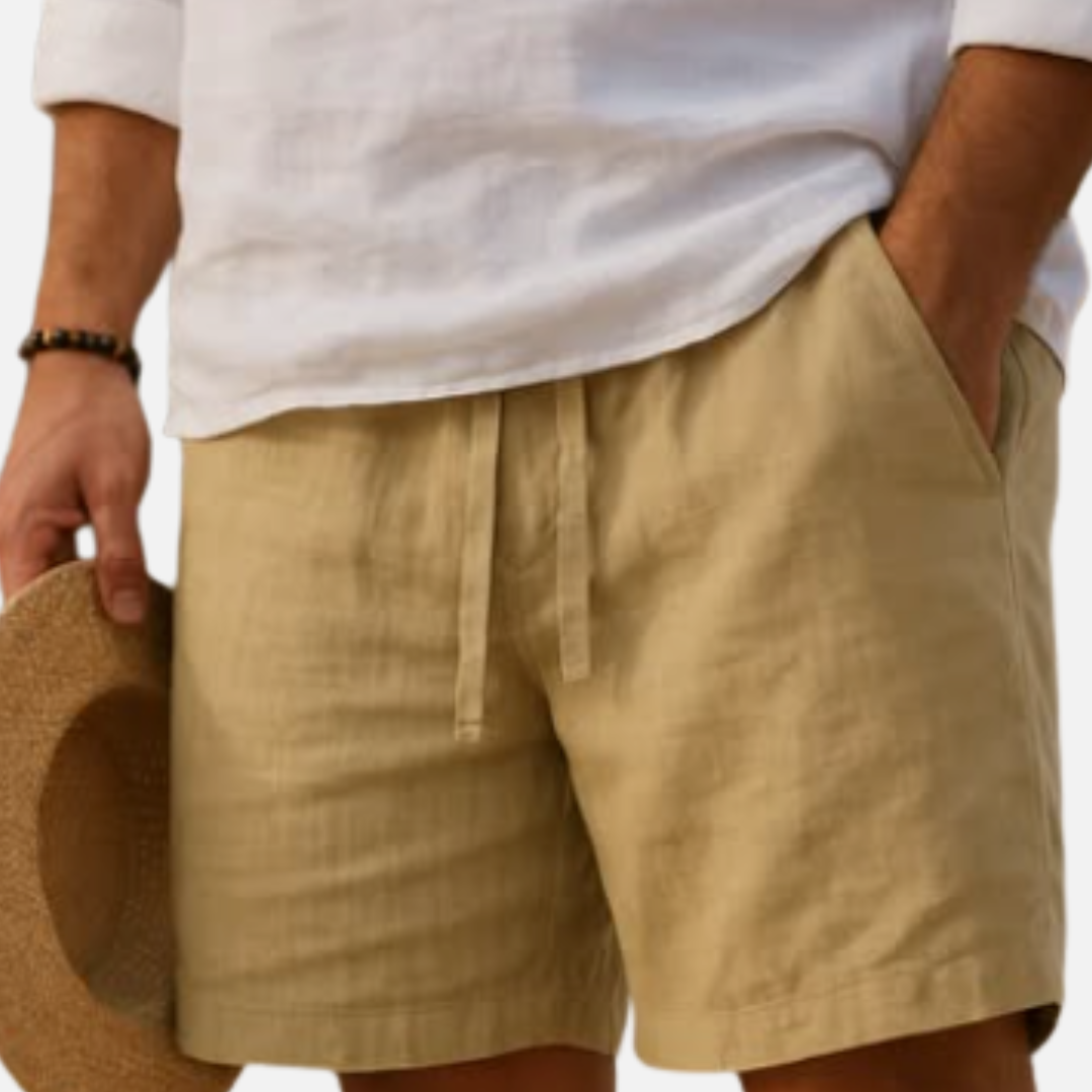 Men's Linen Drawstring Shorts | Casual Breathable Beach Shorts