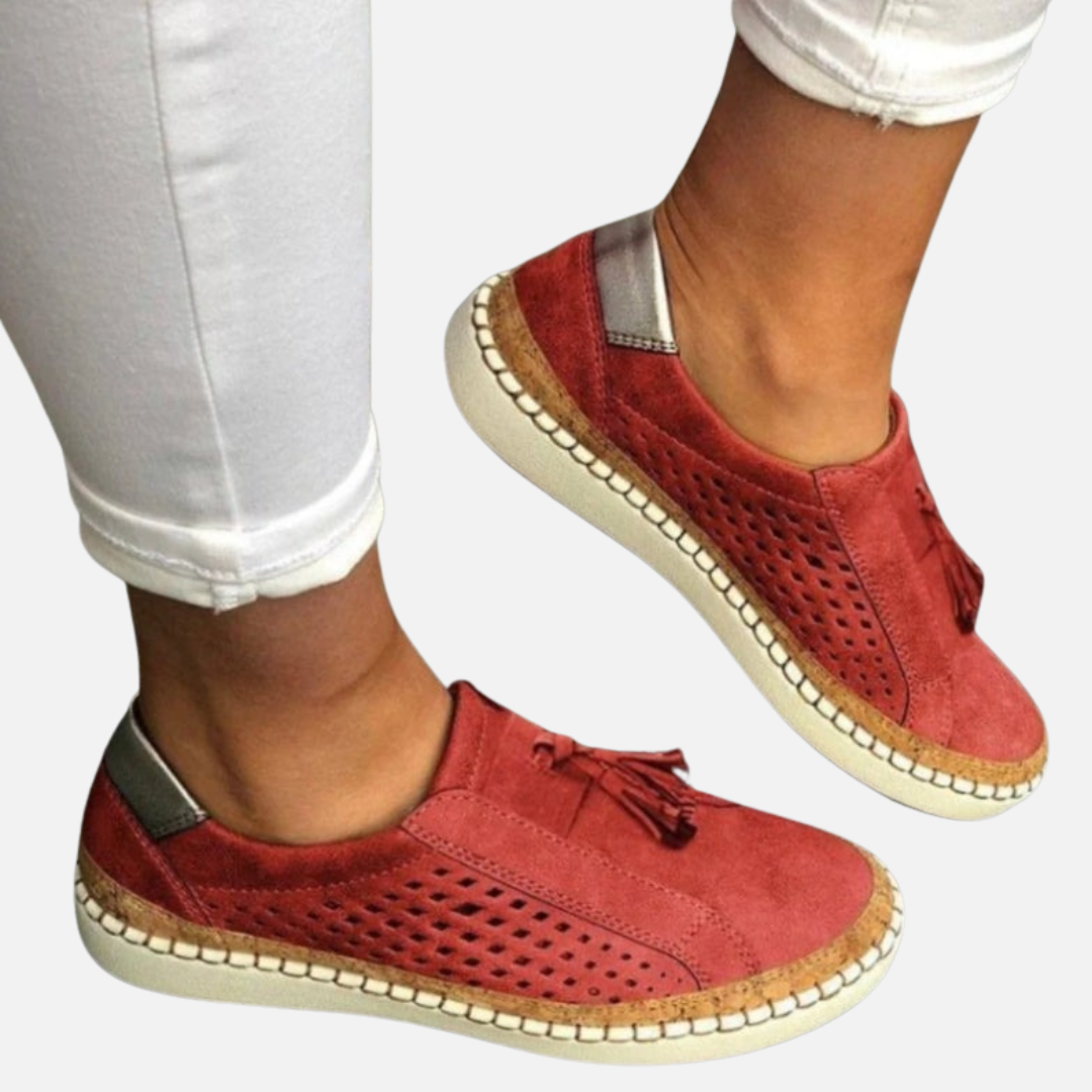 Women's Slip-On Shoes – Breathable Perforated Espadrille Flat Sneakers