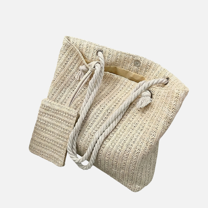 Woven Beach Bag with Straps