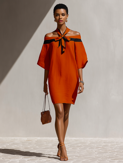 Women's Black Women’s Orange Mini Dress – ModClo