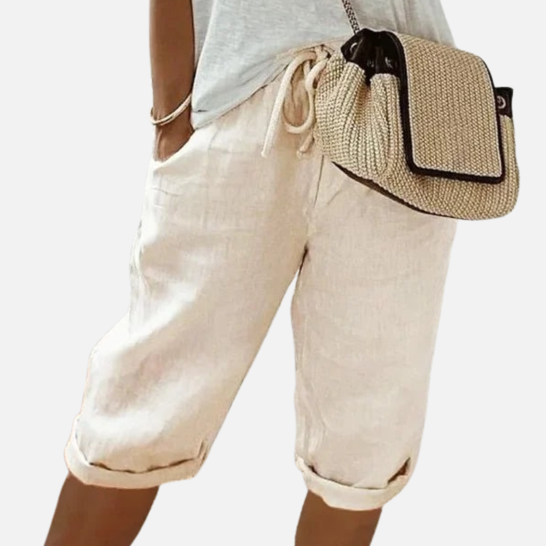 Women's Linen Bermuda Shorts Drawstring Waist