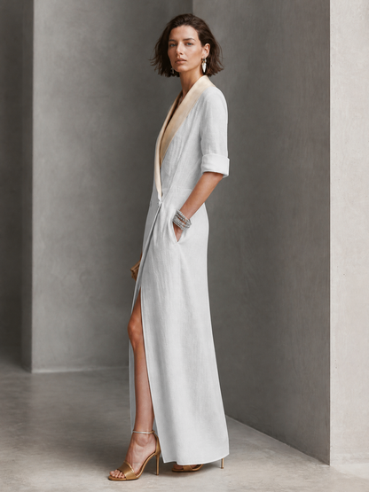 Women's Linen Colorblock Blend Maxi Dress – ModClo