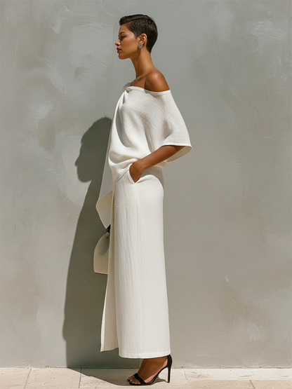Women's White Linen Slit Set – ModClo