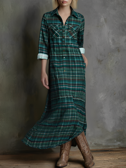 Women's Plaid Print Maxi Dress – ModClo