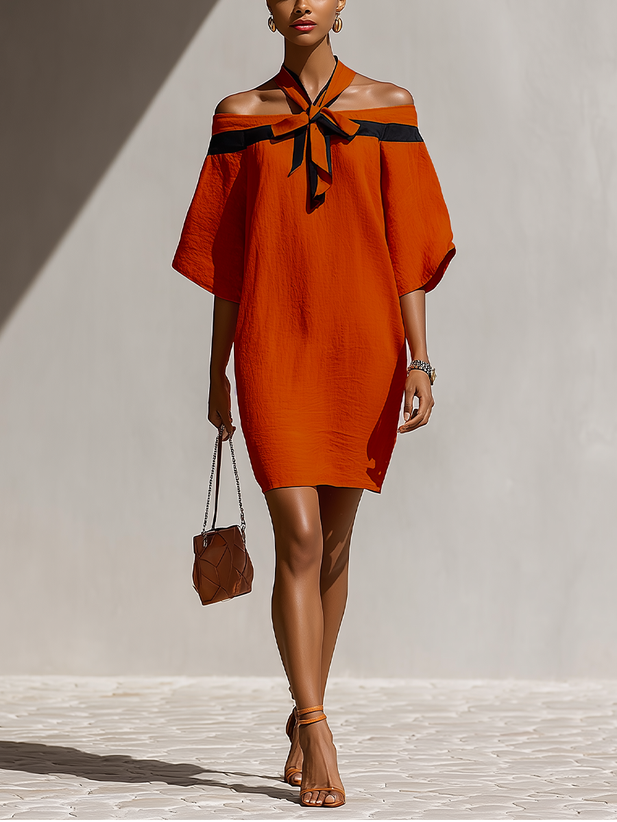 Women's Black Women’s Orange Mini Dress – ModClo