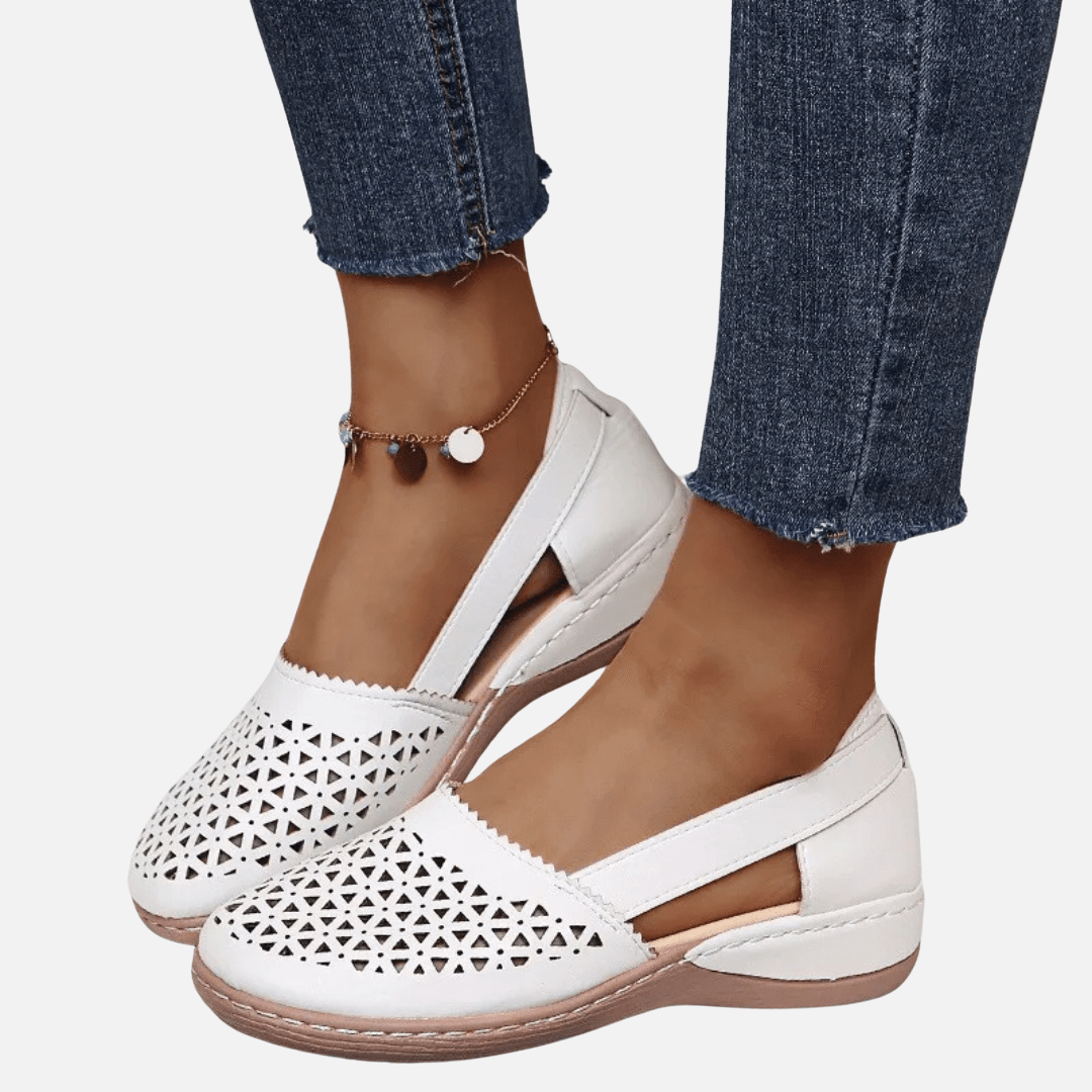 Women's Perforated Slip-On Wedge Flats Cutout