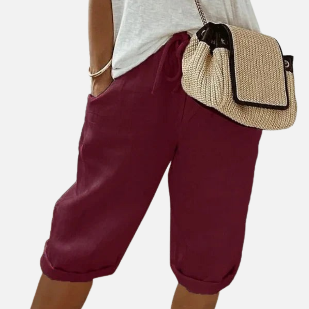 Women's Linen Bermuda Shorts Drawstring Waist