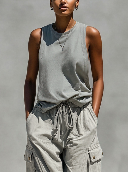 Women's Grey Sleeveless Cargo Two-Piece Set – ModClo