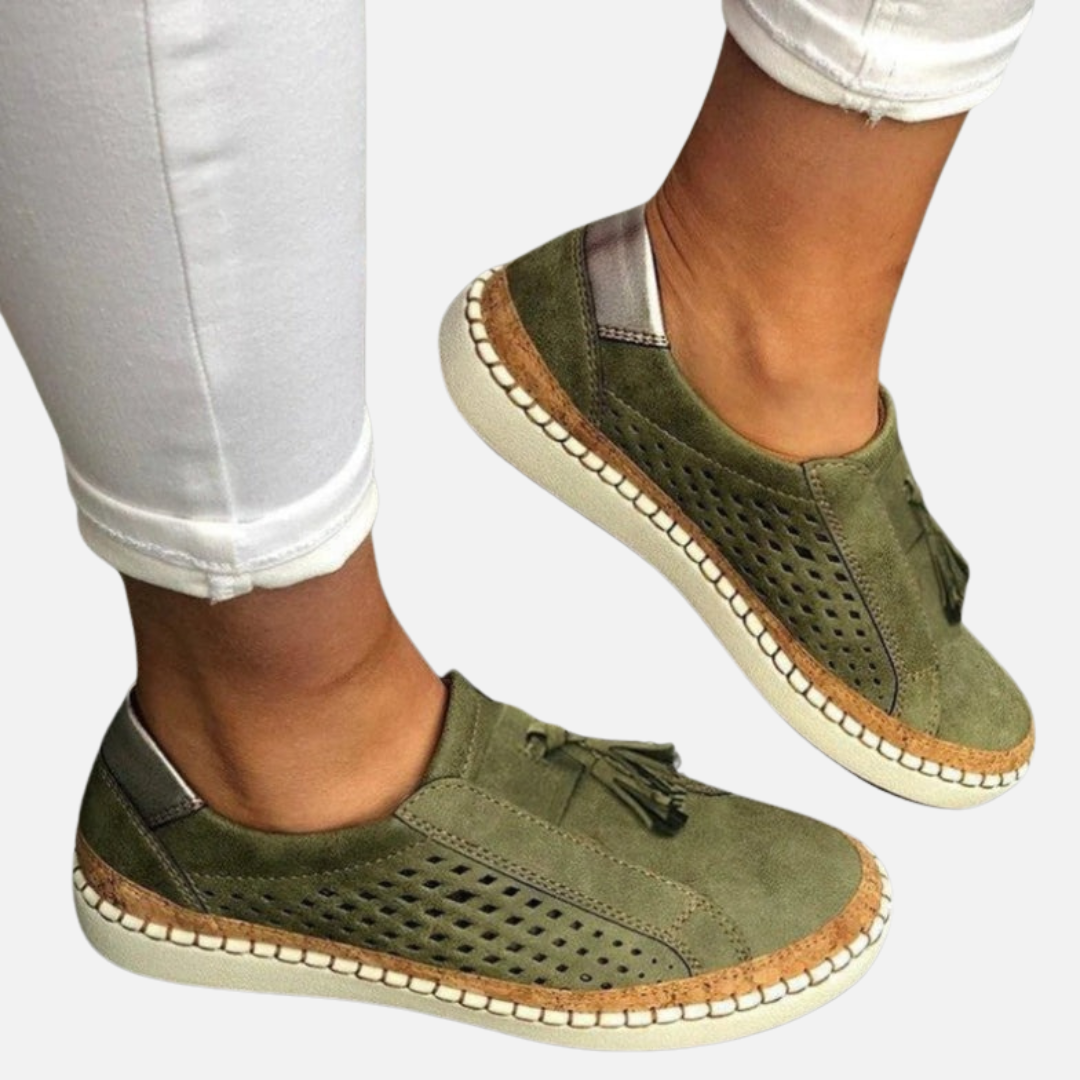 Women's Slip-On Shoes – Breathable Perforated Espadrille Flat Sneakers