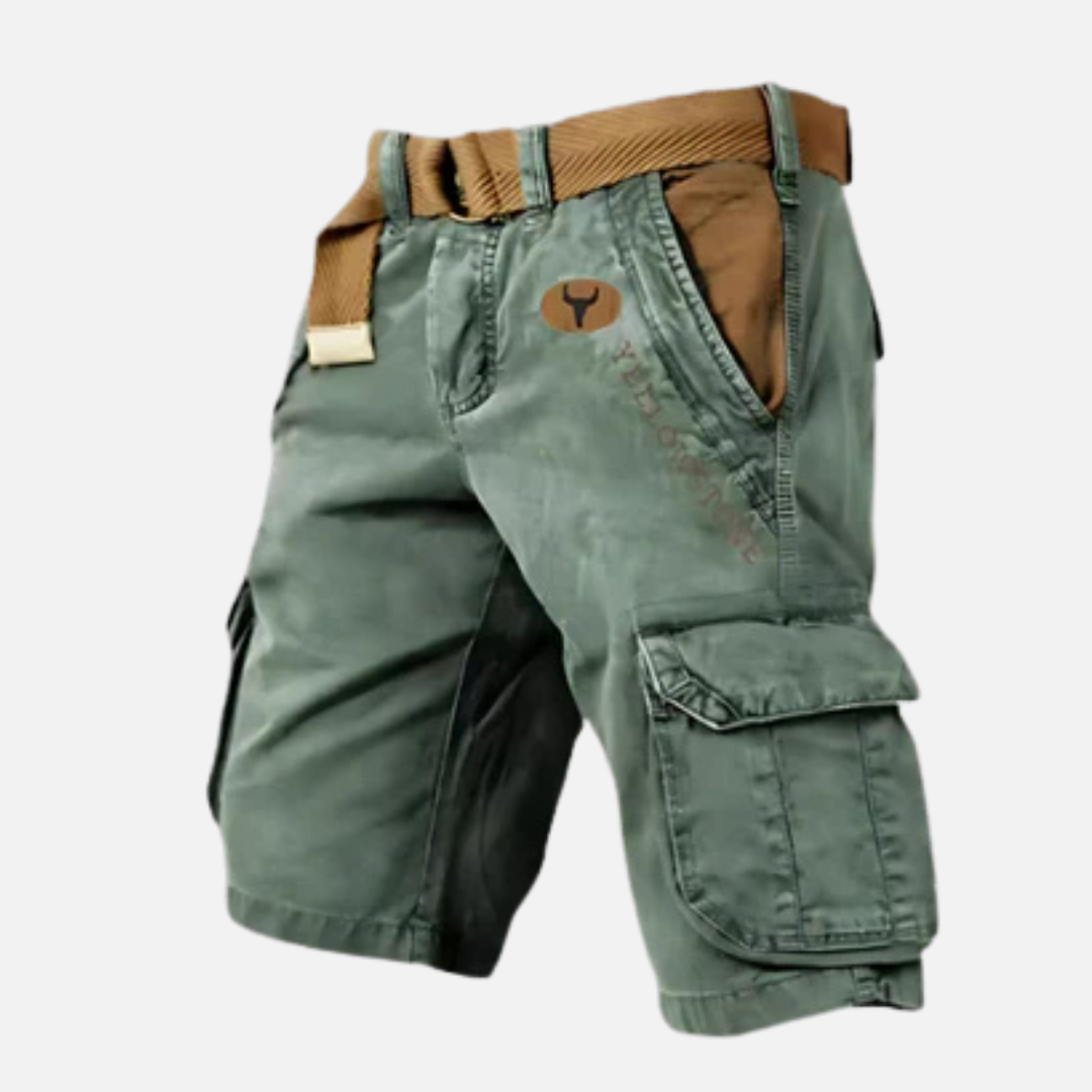 Men's Rugged Outdoor Cargo Shorts with Belt Summer