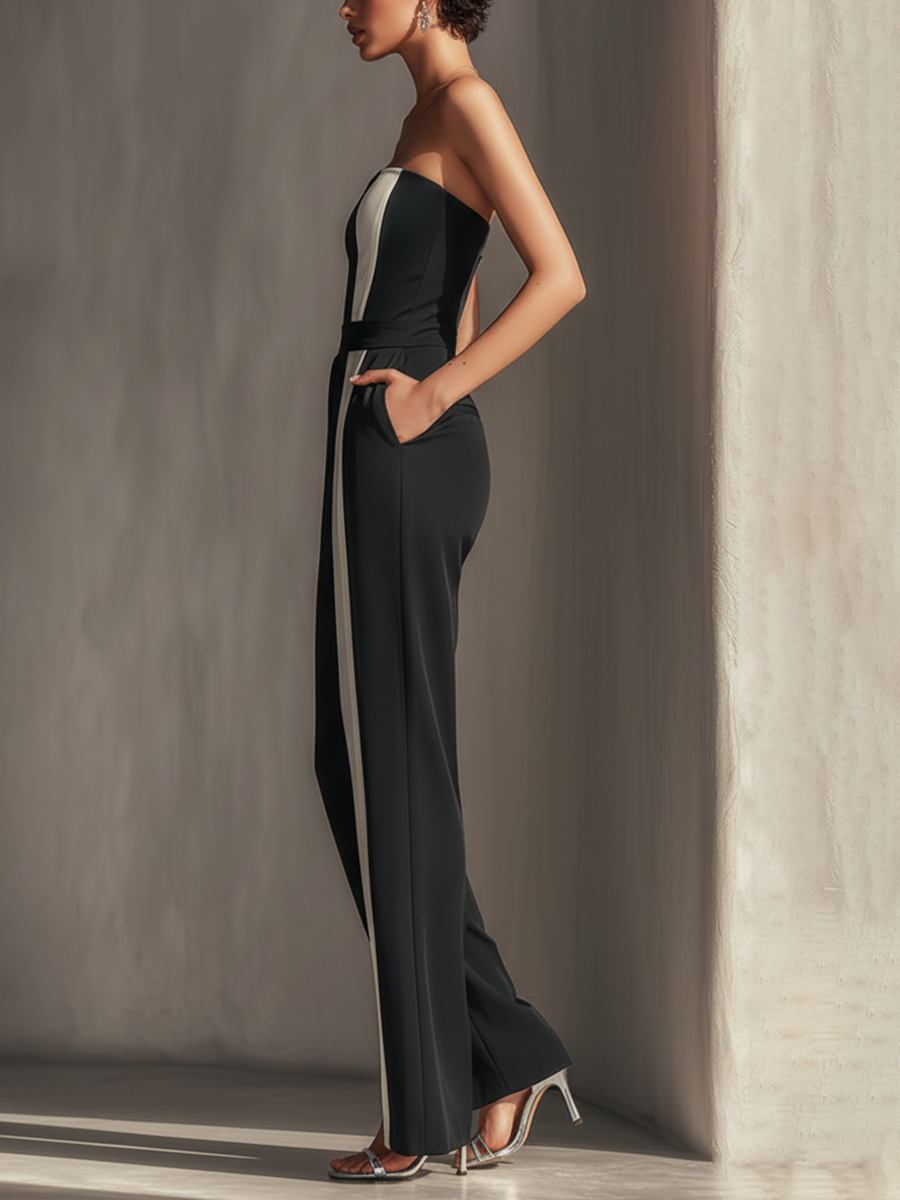 Women's Black Strapless Jumpsuit – ModClo