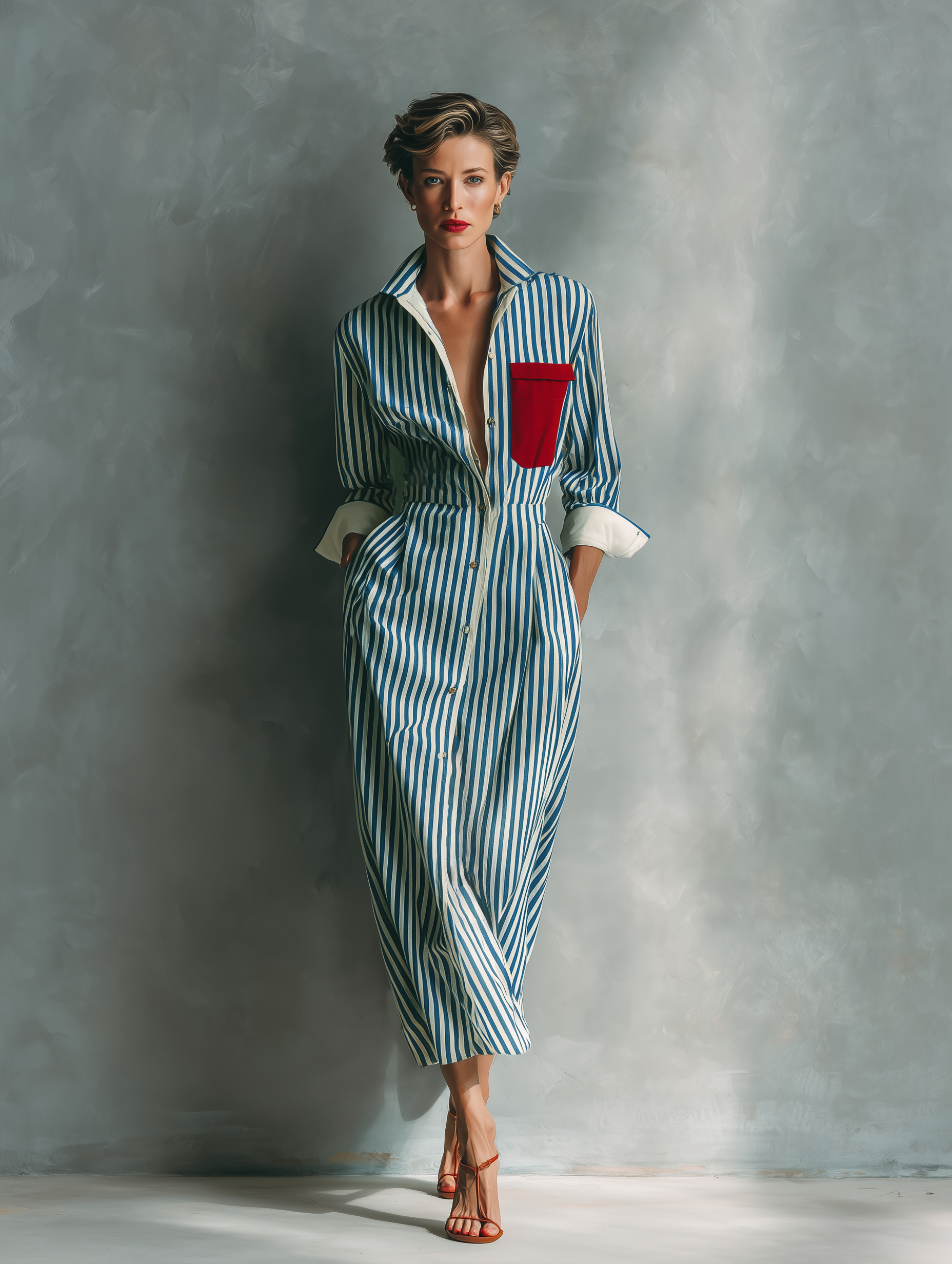 Women's White Cotton Striped Shirt Dress – ModClo