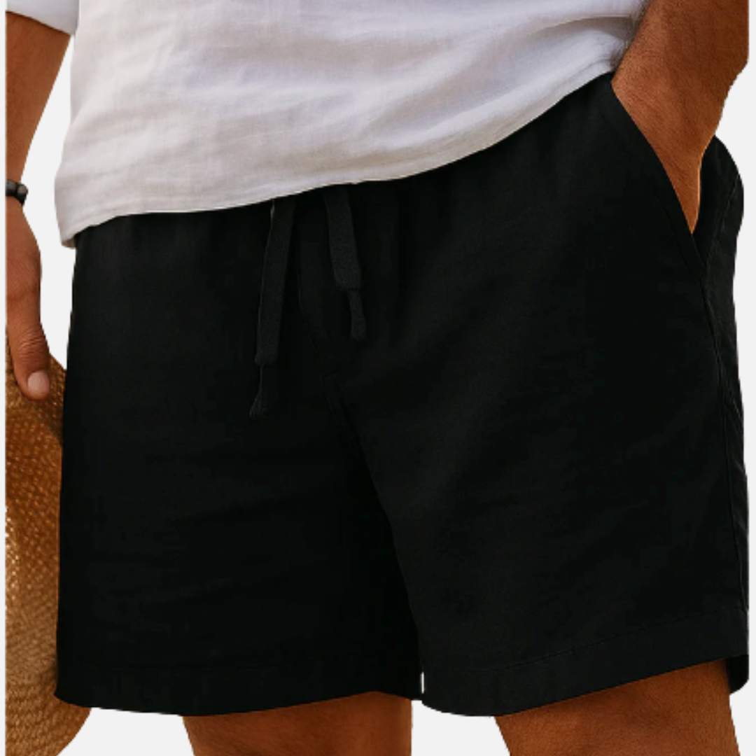 Men's Linen Drawstring Shorts | Casual Breathable Beach Shorts