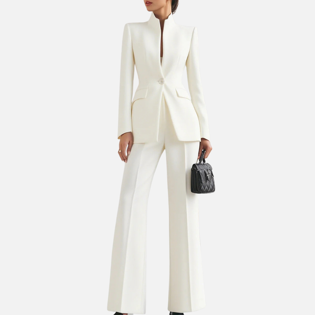 Women's Tailored Stand Collar 2-Piece Pant Suit