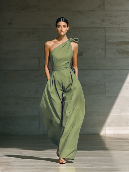 Women's Green Linen Jumpsuit – ModClo