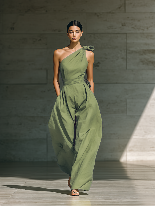 Women's Green Linen Jumpsuit – ModClo