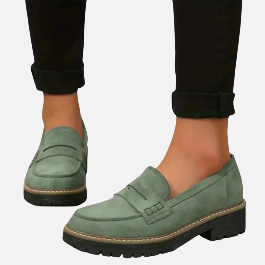 Women's Chunky Lug Sole Penny Loafers – Suede