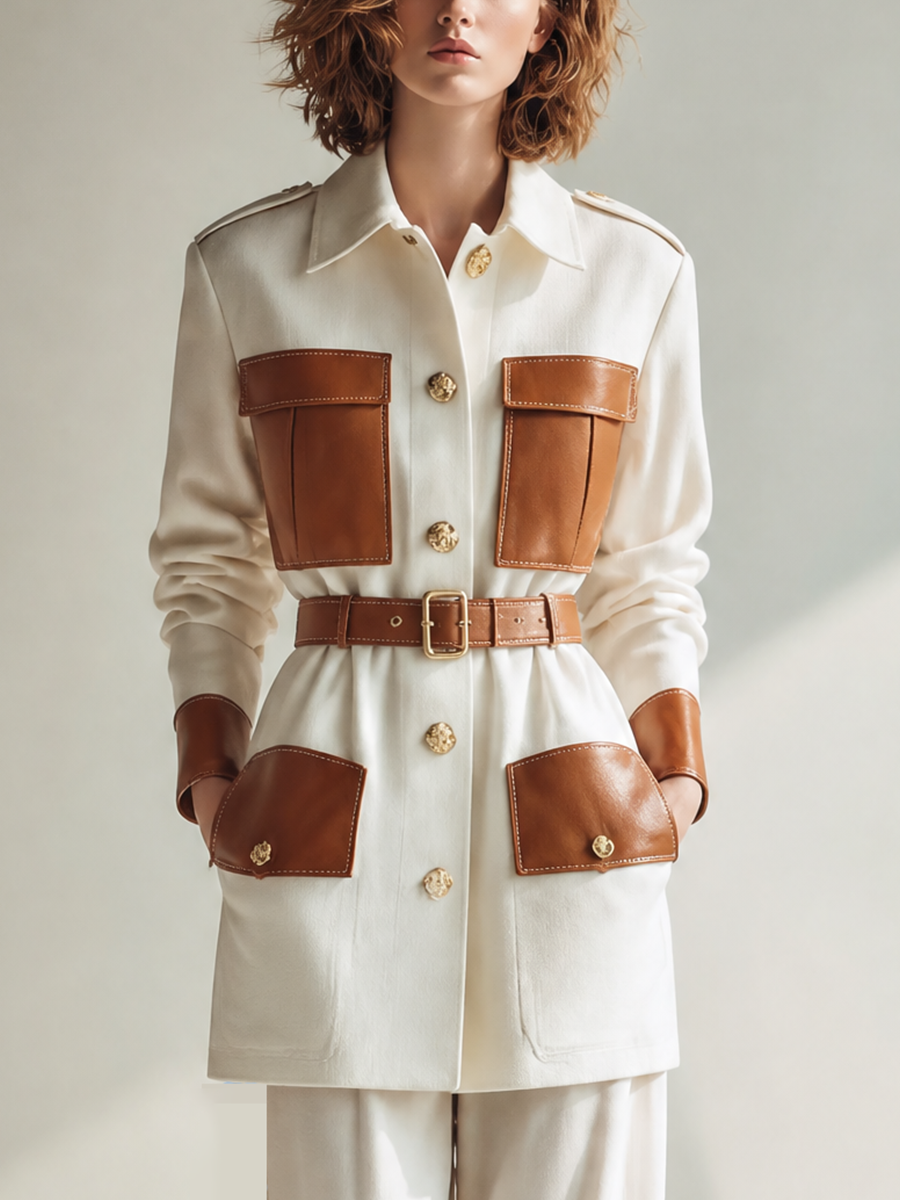 Women's Leather Long Sleeve Belted Vintage Jacket – ModClo