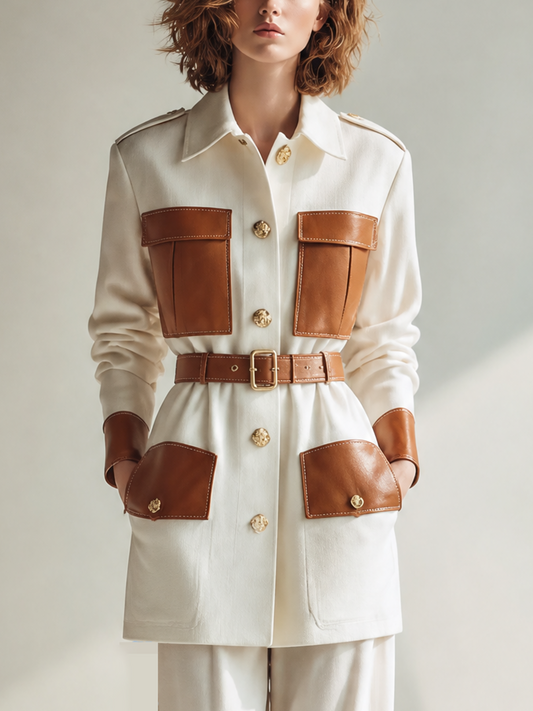 Women's Leather Long Sleeve Belted Vintage Jacket – ModClo