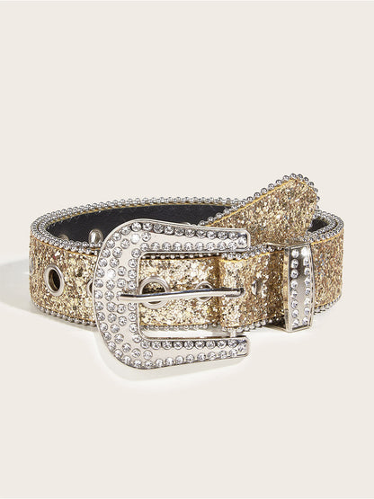 Women's Rhinestone Embellished Buckle Belt – ModClo