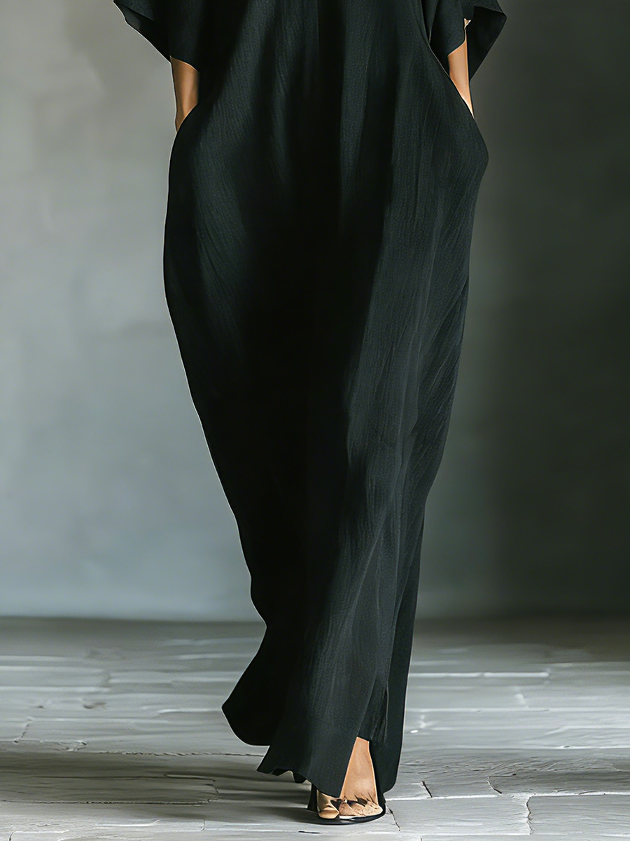 Women's Black Cotton Oversized Maxi Dress – ModClo